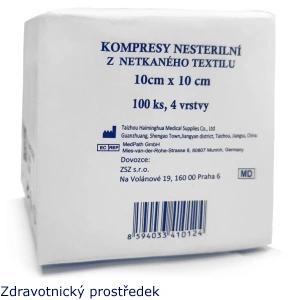 Kompresy z netkaného textilu nesterilní 10x10 cm/4 vr., 100ks