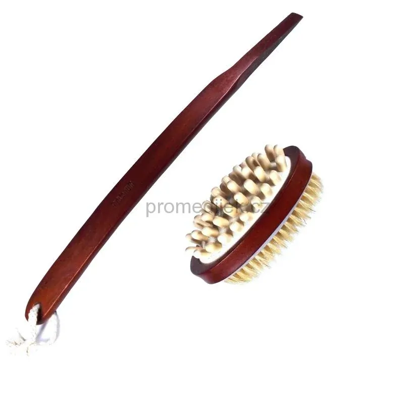 Dřevěný kartáč Anticelulit ovál s rukojetí Premium Magnum 171