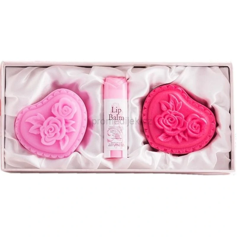 Dárková sada Rose Luxurious (balzám na rty a 2x mýdlo)