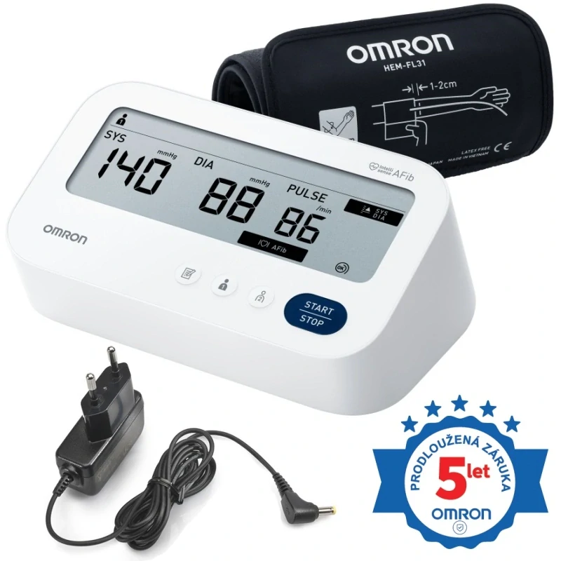 Tonometr Omron M3 Comfort AFib + síťový adaptér