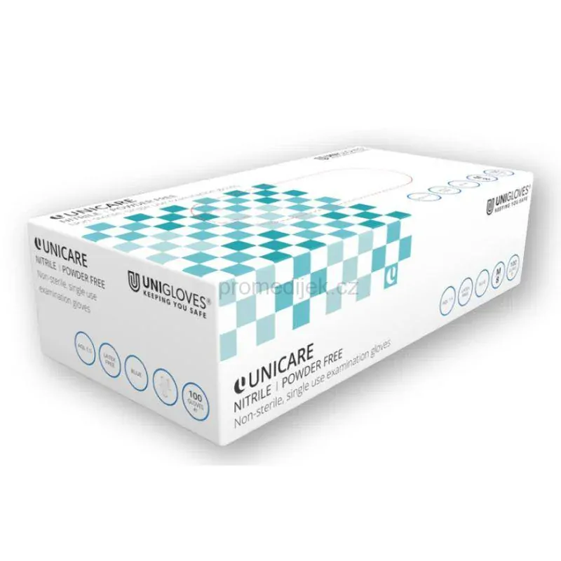 Rukavice Unicare Nitril vel. L bezpudrové modré