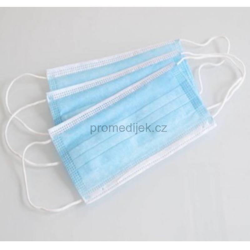 Obličejová maska s gumičkou (ústenka 3vrstvá, IIR) modrá GPP 50ks