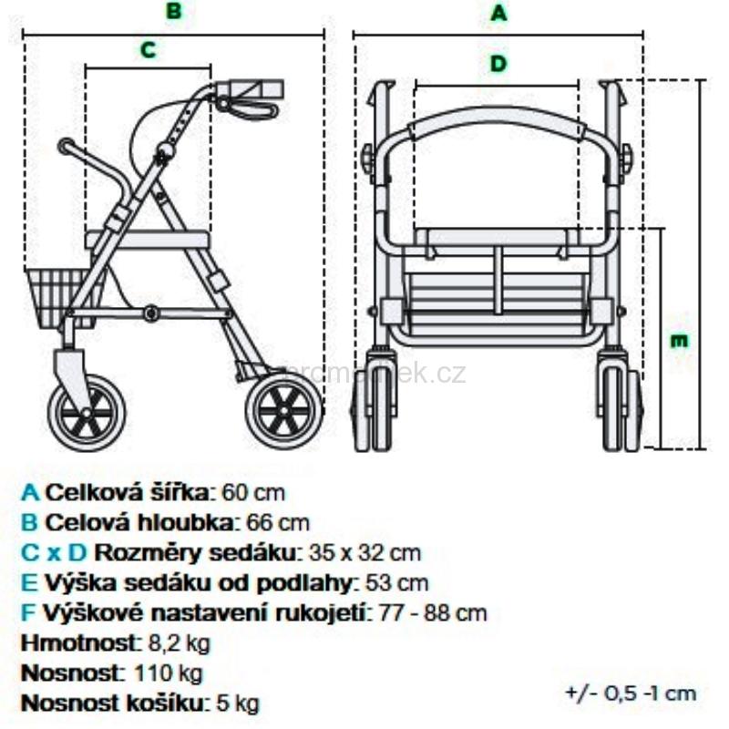Chodítko čtyřkolové VICTORIA - šedé