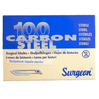 Čepelky skalpelové č.20 Carbon Surgeon 100 ks