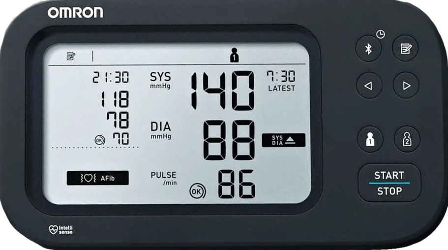 displej tlakoměru Omron M7 IT AFib
